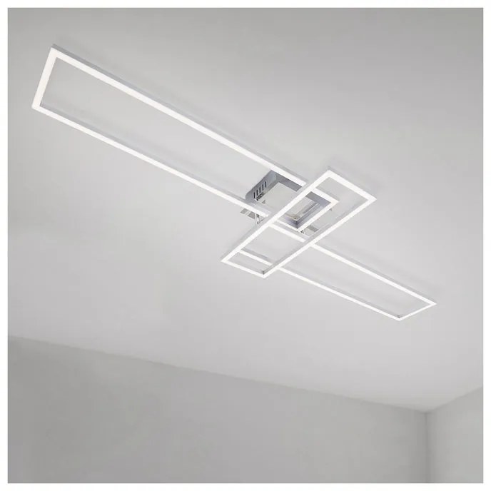 Plafoniera LED Frames argento IP20 cct da bianco caldo a bianco freddo con regolazione di temperatura, 5500 lumen