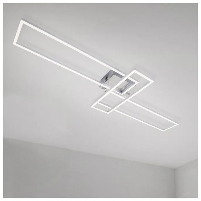 Plafoniera LED moderno Frames, argento 35x35 cm, luce con 3 temperature di colore dimmerabile