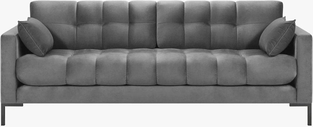 Divano 3 posti Mamaia in velluto Bluvel gambe nere - L177 cm