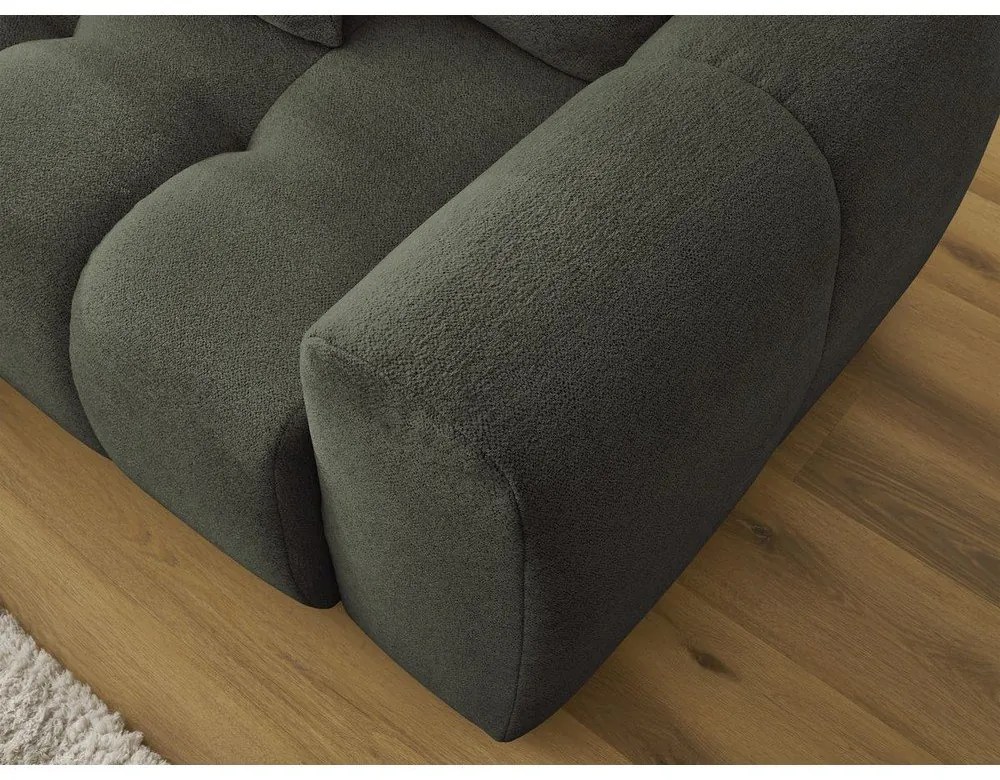 Divano angolare color kaki allungabile/con contenitore (con penisola a sinistra/con chaise lounge) con rivestimento in ciniglia Roxelane – Bobochic Paris