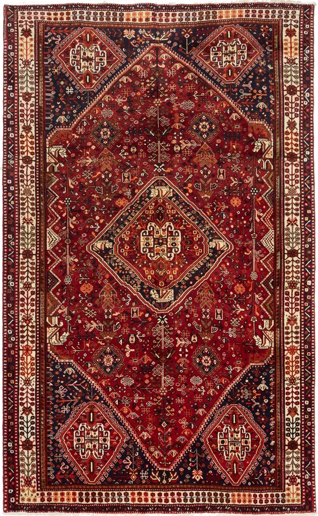 Shiraz Tappeto 260x160 Rosso (Iran) Annodato A Mano