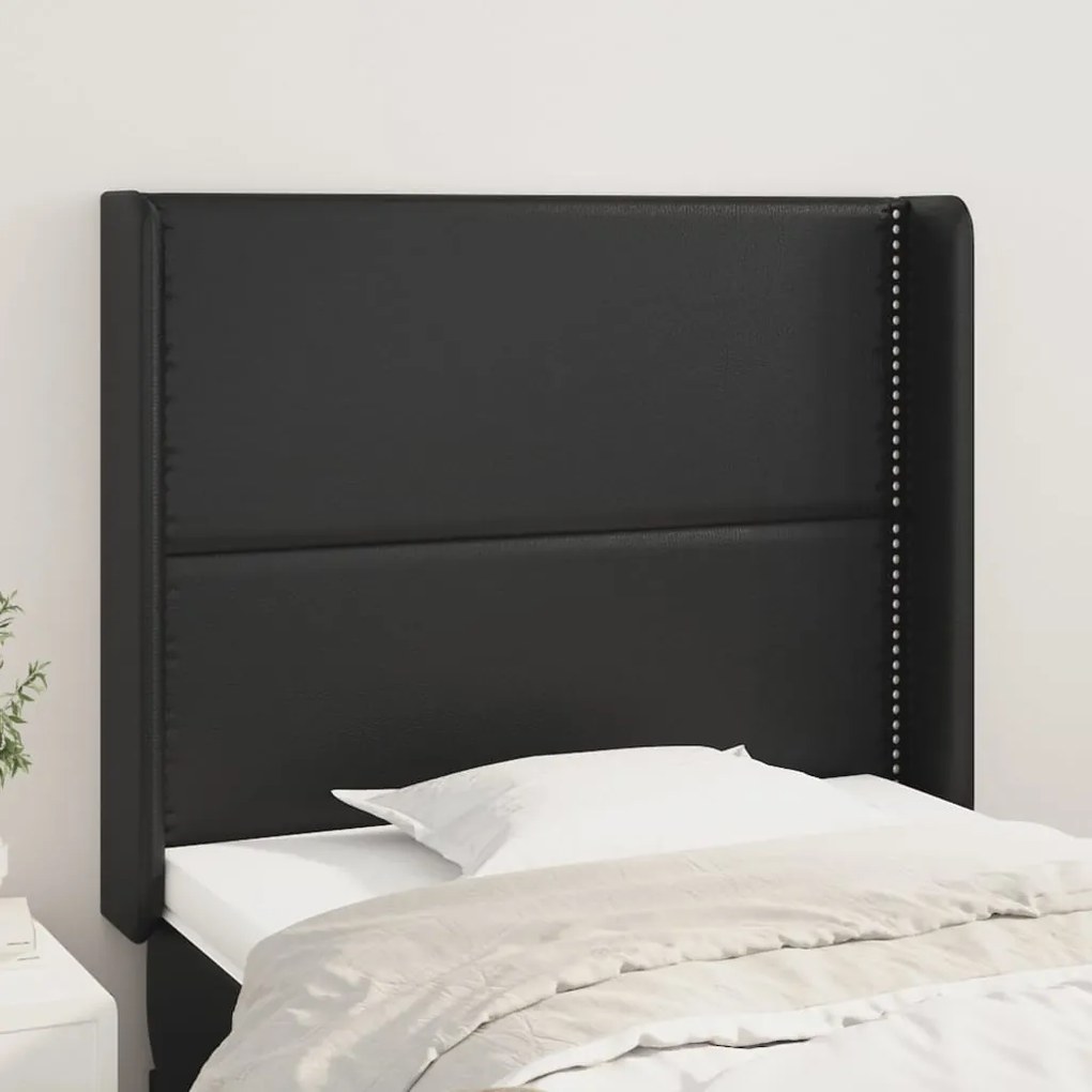 Testiera Ad Orecchio Nera 83x16x118/128 Cm İn Similpelle /