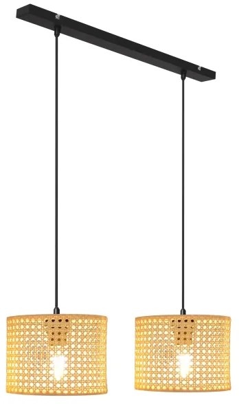 Lampadario a sospensione con filo ALBA 2xE27/15W/230V rattan/nero