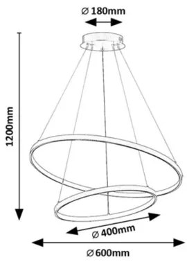 Rabalux 72348 - Lampadario a sospensione dimmerabile a cavo LED BELIZA LED/75W/230V 3000-6500K+telecomando