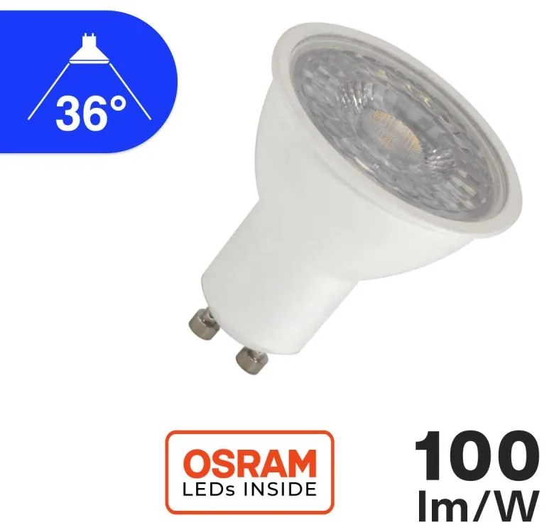 Faretto Spot GU10 6W, Angolo 36°, OSRAM LED Colore Bianco Freddo 6.000K