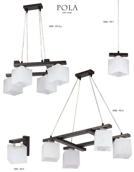 Jupiter 1099 - PO 4 p - Lampadario a sospensione POLA 4xE27/60W/230V wengé