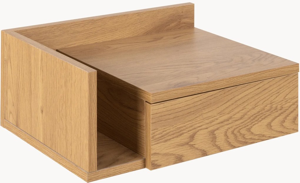 Comodino da parete effetto rovere con cassetto reversibile
