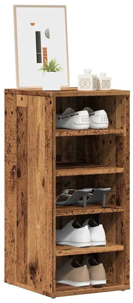 Scarpiera Legno Antico 32x35x70 Cm İn Legno Multistrato /