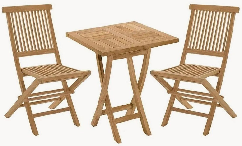 Set da giardino pieghevole in legno di teak Fun, set da 3