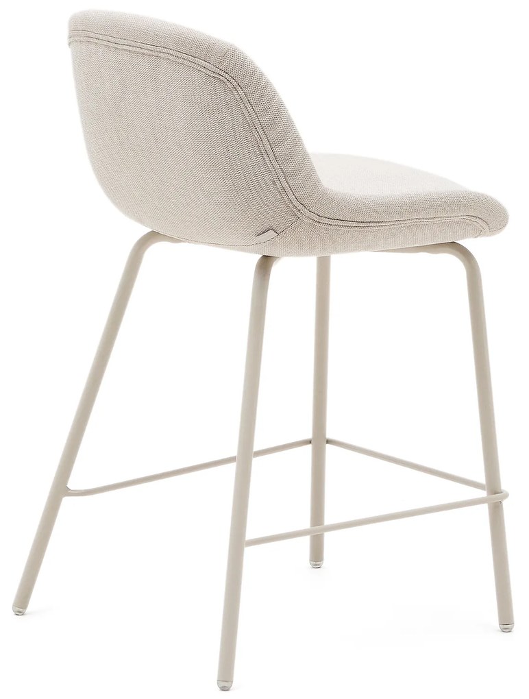 Kave Home - Sgabello Aimin in ciniglia beige e gambe in acciaio con finitura verniciata beige 65 cm FS