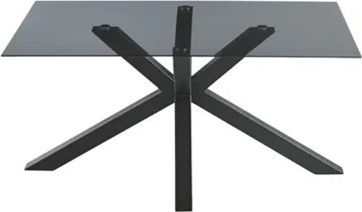 Tavolo da pranzo con piano in vetro Fumč e base in metallo 160x90 cm DANTE