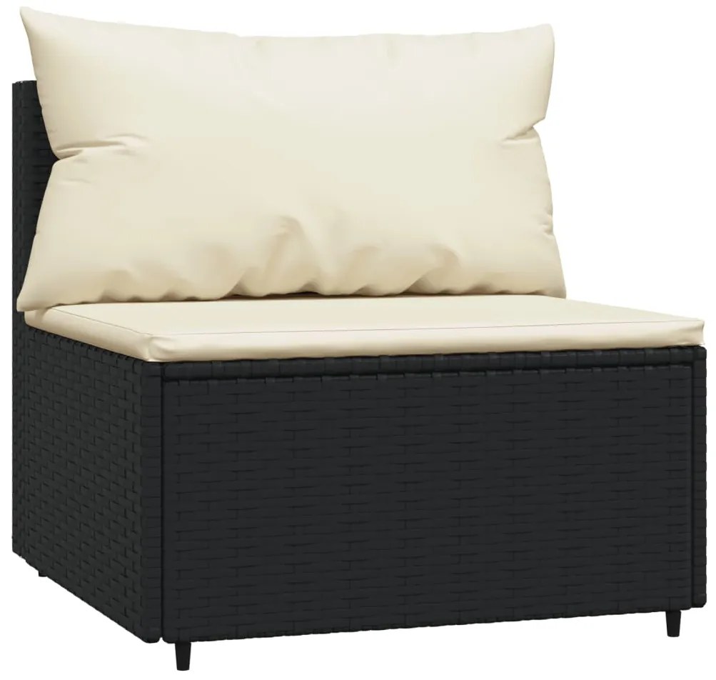 Set Divani da Giardino 3 pz con Cuscini Nero in Polyrattan