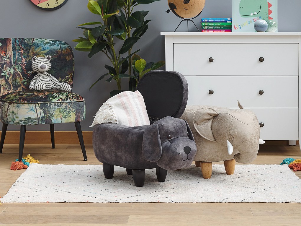 Pouf animaletto in velluto grigio DOGGY Beliani