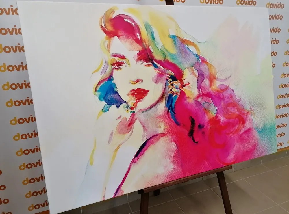 Stampa su tela – Ritratto femminile ad acquerello