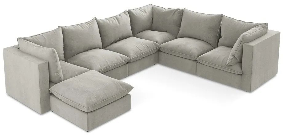 Divano angolare grigio chiaro (con penisola a destra/a U) Manao – Makamii