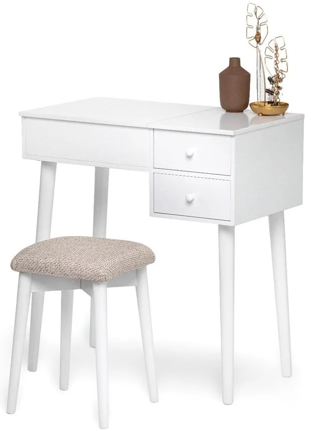 Tavolino da toilette bianco con specchio, portagioie e 2 cassetti Beauty - Bonami Essentials