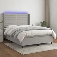 Letto a Molle Materasso e LED Grigio Chiaro 140x200 cm Tessuto cod mxl 37296