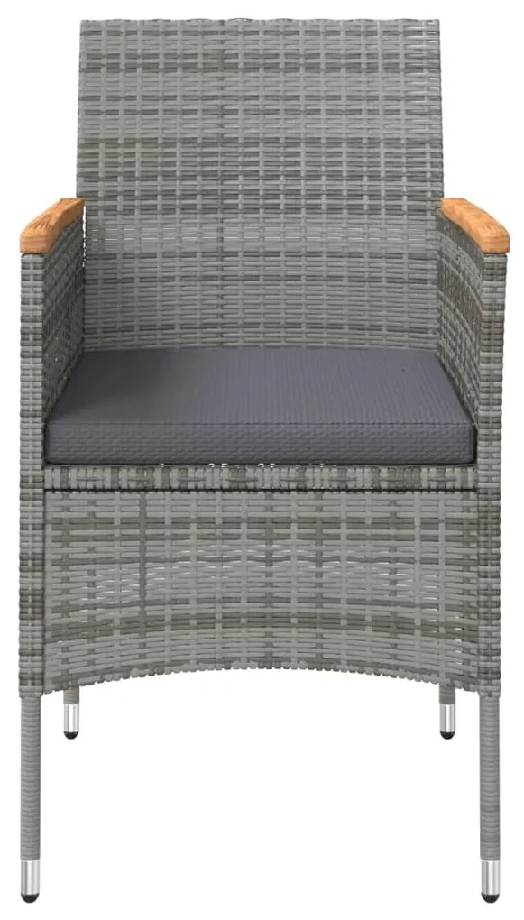 Set da pranzo per giardino 5 pz con cuscini grigio e nero