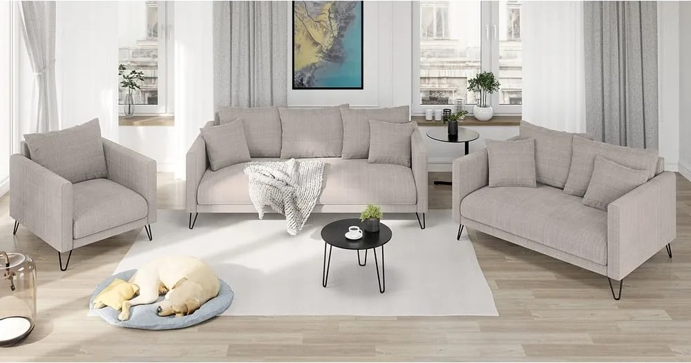 Poltrona marrone chiaro con rivestimento in ciniglia Freya – Ropez