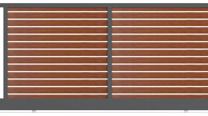 Cancello manuale scorrevole ALBA Maia120-20 in alluminio, reversibile, L 350 x H 190 cm, di colore rovere dorato