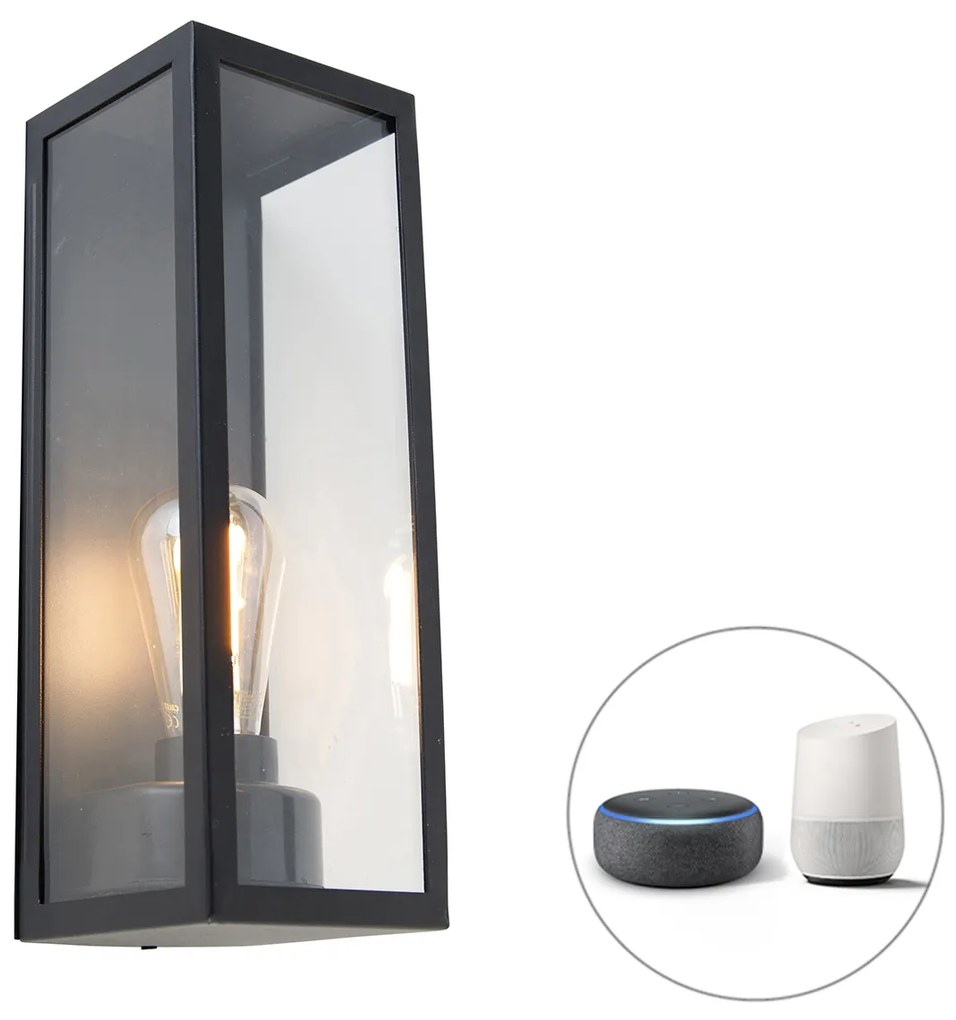 Lampada da parete per esterni intelligente nera con vetro incl. WiFi ST64 - Rotterdam Long