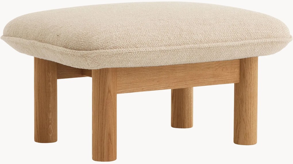 Poggiapiedi in legno di quercia con rivestimento in bouclé Brasilia