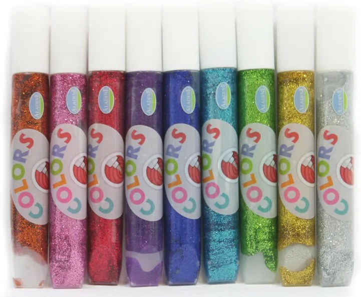 Colla creativa con glitter, set da 9, colori pastello