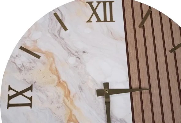 Orologio Tondo 60 cm in Legno Noce cannettato e Marmo