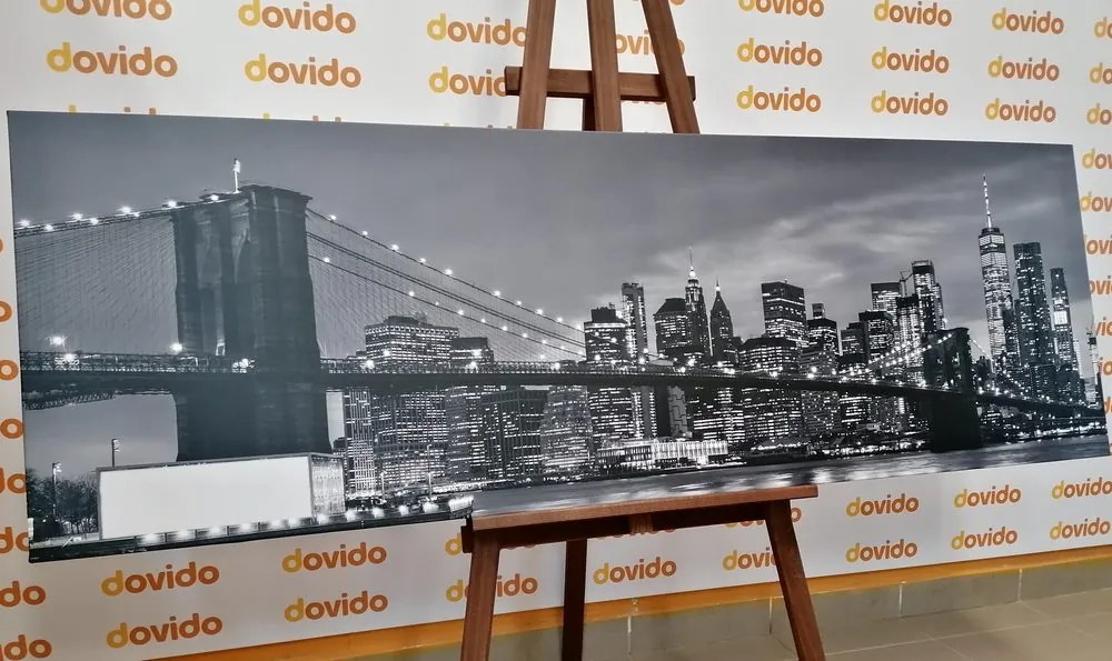 Quadro su tela – Ponte di Brooklyn incantevole in bianco e nero