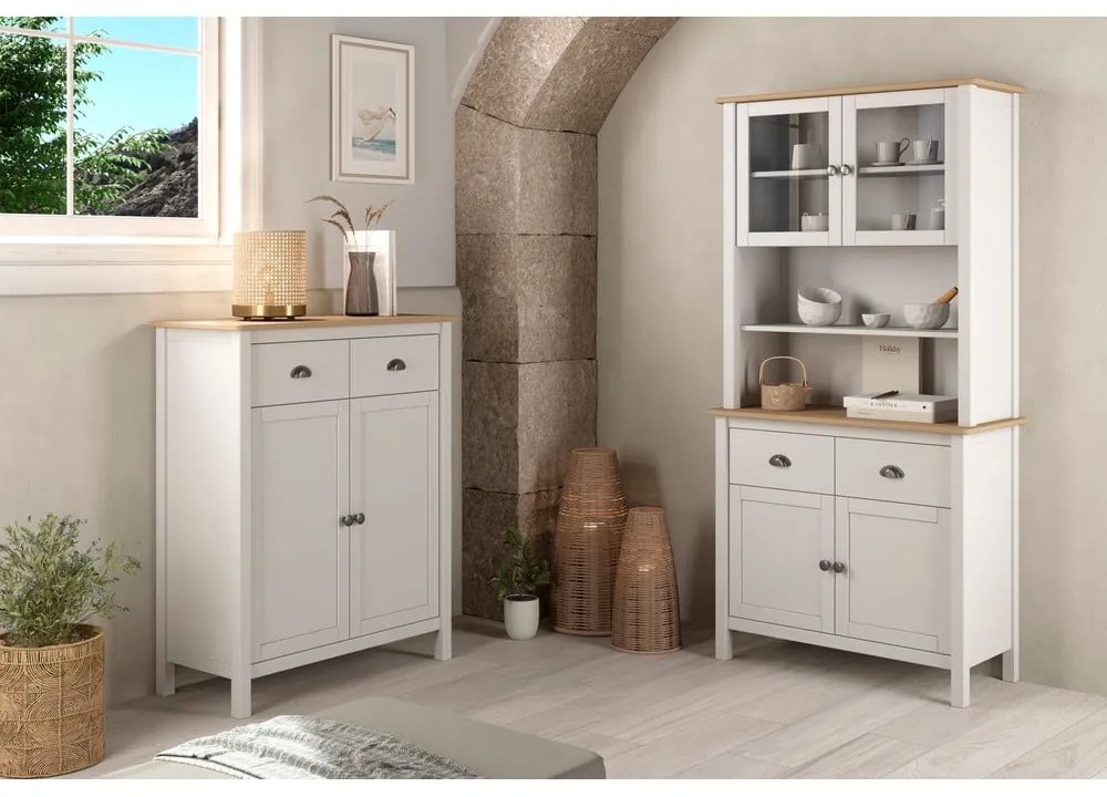 Cassettiera alta in pino bianco/naturale 90x110 cm Misti - Marckeric