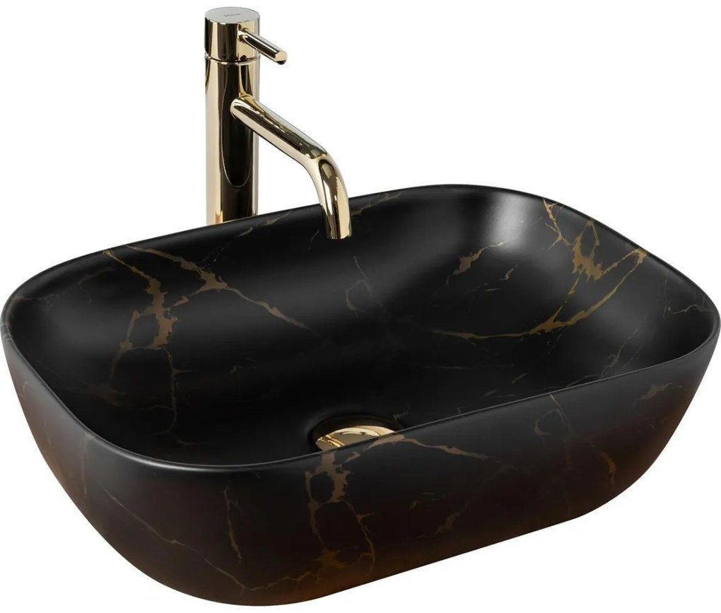 REA-U8908 - Lavabo da appoggio BELINDA 33,5x46,5 cm ceramica/nero/effetto marmo