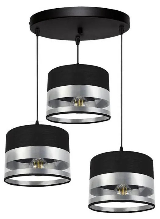 Lampadario su filo MILO 3xE27/60W/230V argento/nero