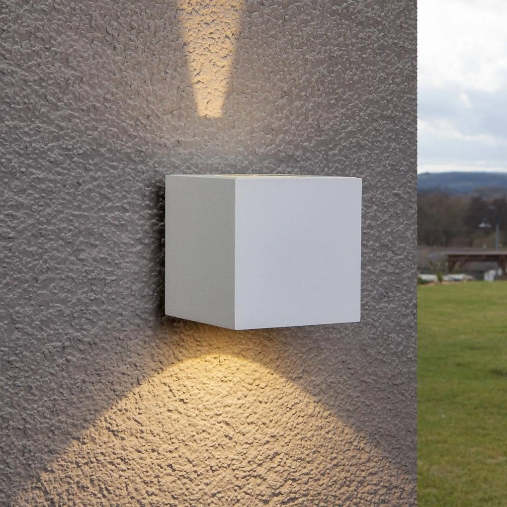 Applique da esterni a LED JARNO Lucande, Bianco / Opale, Alluminio, Moderno, Applique LED da esterni