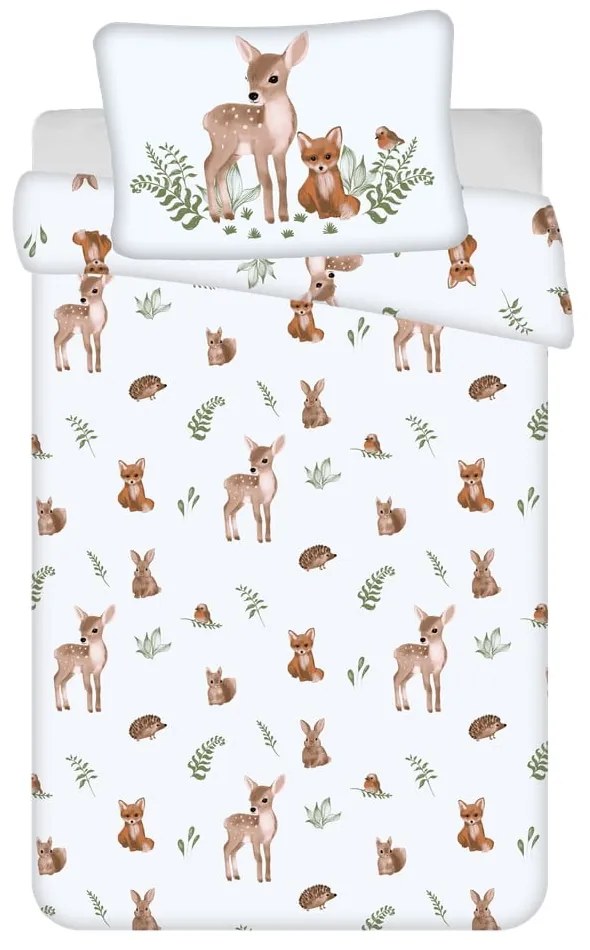 Set copripiumino e federa da bambini bianco/marrone in cotone per culla 100x135 cm Forest Animals – Jerry Fabrics