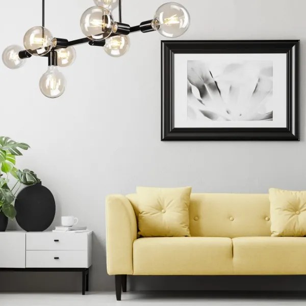 Lampadario su palo ASTRID 8xE27/60W/230V nero