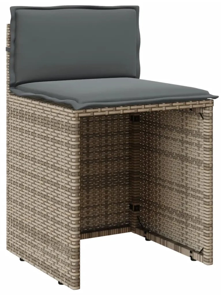 Set da bistrò 3 pz con cuscini grigio in polyrattan