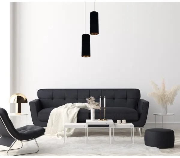 Lampadario a sospensione con filo AVALO 2xE27/60W/230V diametro 20 cm nero