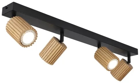 Brilagi - Faretto MODERN WOOD 4xGU10/8W/230V legno di caucciù/nero