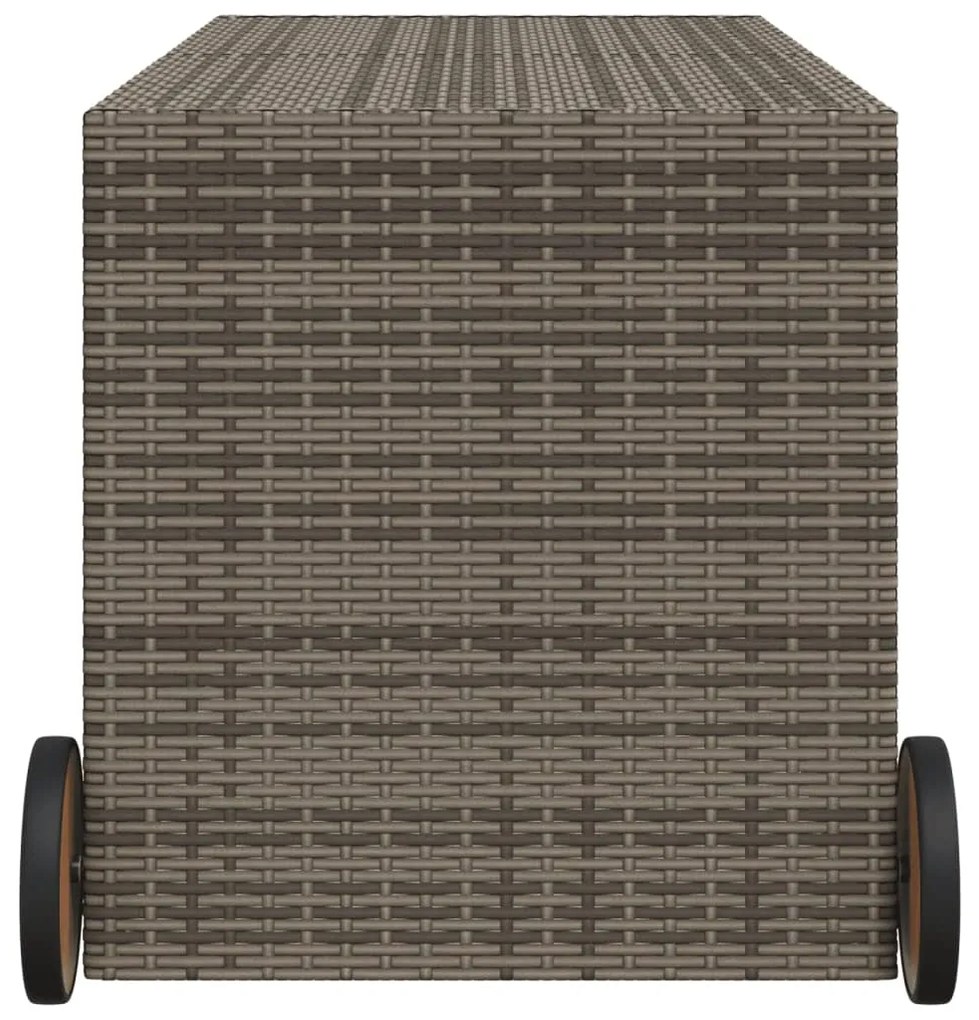 Contenitore da giardino con ruote grigio 283l in polyrattan