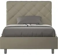 Letto matrimoniale francese con rete imbottito 140x200 similpelle cappuccino Priya