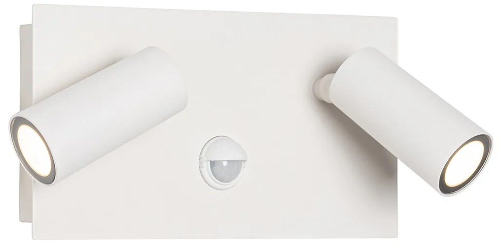 Lampada da parete per esterni bianca con LED 2 luci sensore di movimento - Simon