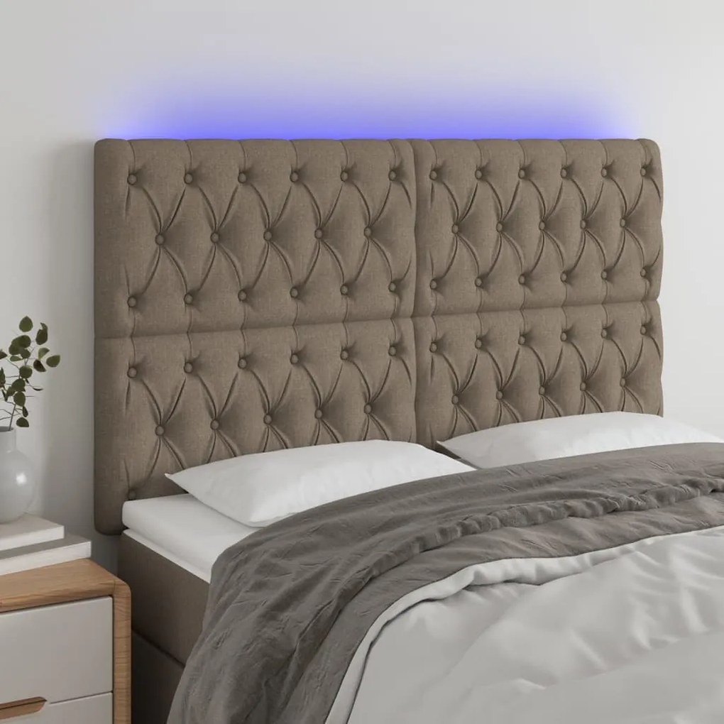 Testiera A Led Tortora 160x7x118/128 Cm İn Tessuto /