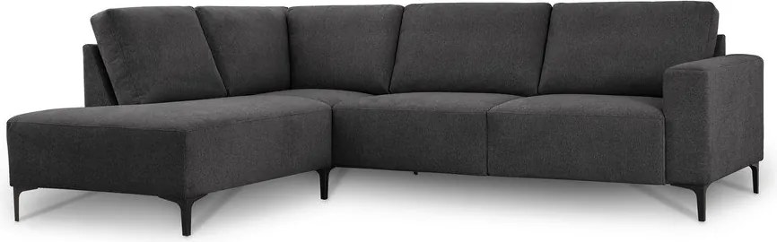 Divano angolare color antracite (con penisola a sinistra/a L) con rivestimento in ciniglia Fabian – Scandic