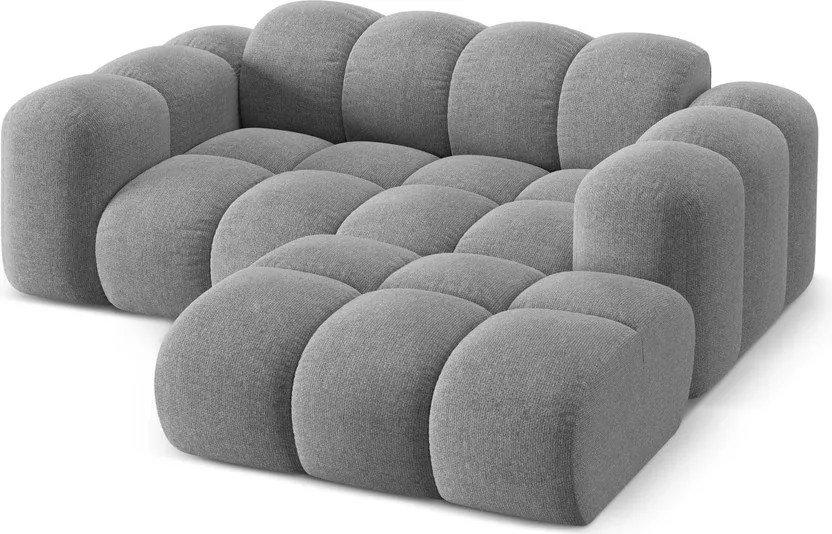 Divano angolare grigio chiaro (con penisola a destra/con chaise lounge) con rivestimento in ciniglia Treno – Cosmopolitan Design