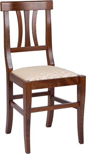 Sedia in legno massello con seduta imbottita LAURA finitura noce SET 2 PZ