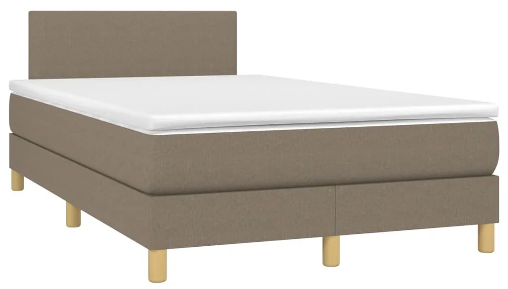 Letto a molle con materasso e led tortora 120x190 cm in tessuto