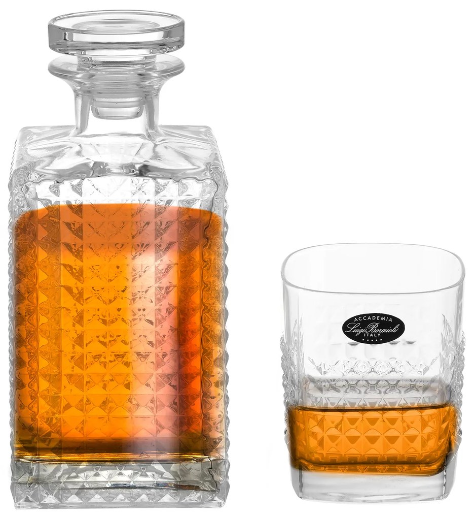 Set 4 bicchieri whisky con bottiglia Mixology Accademia Luigi Bormioli