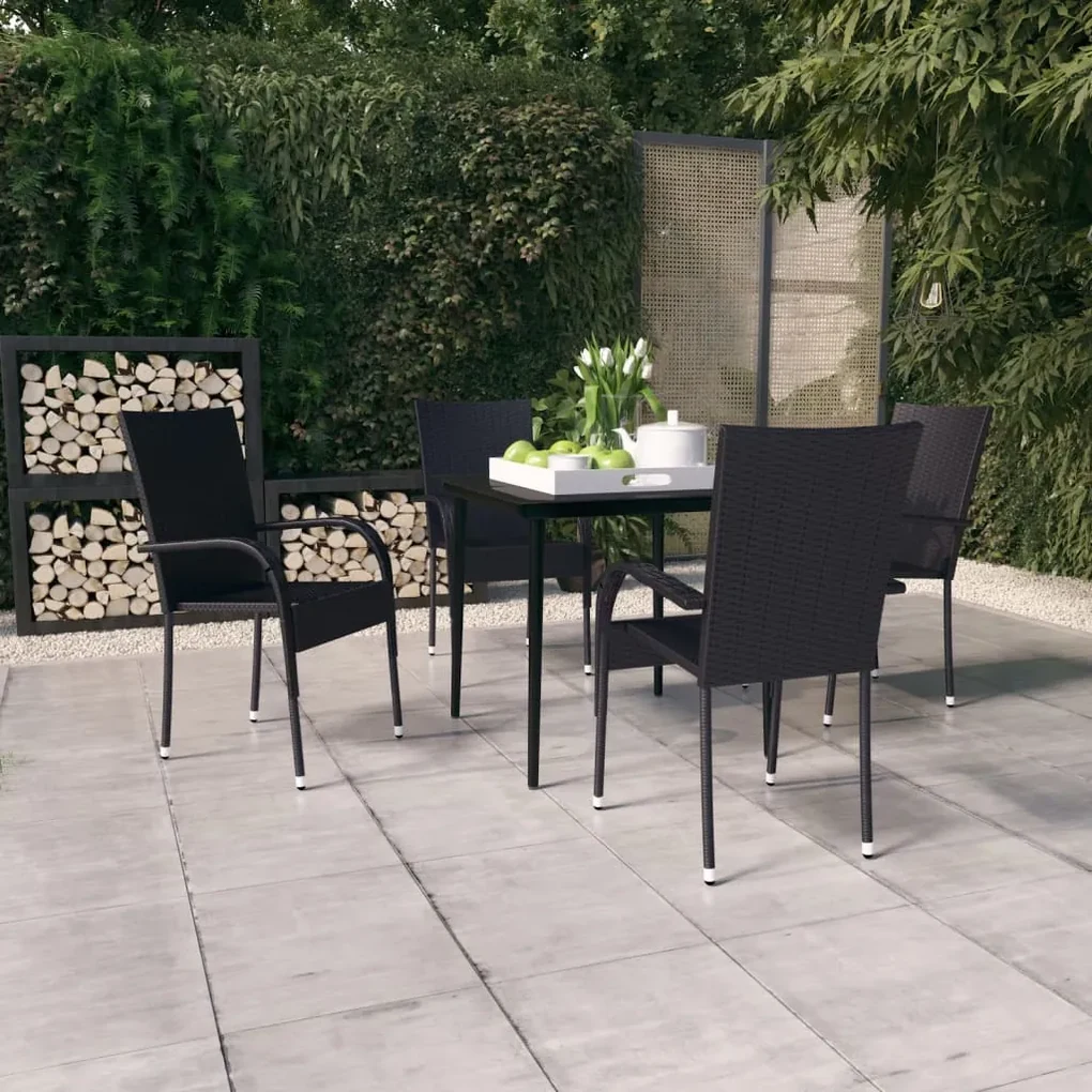 Set da pranzo da giardino 5 pz nero