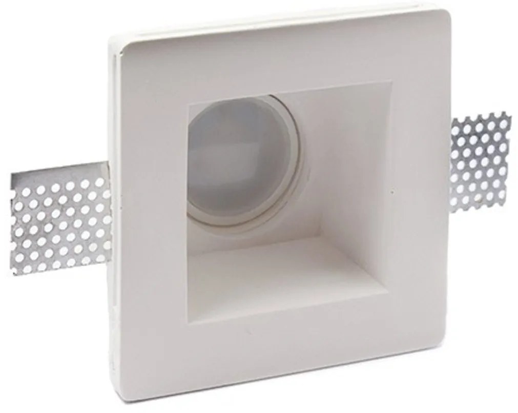 Portafaretto GU10 e MR16 in Gesso Pitturabile Quadrato 120x120 mm