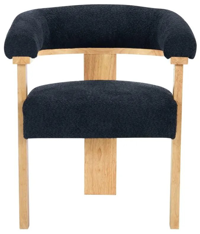 Sedia con braccioli in Tessuto bouclette e Legno di hevea Nero e Naturale  - LIVELIA di Pascal MORABITO
